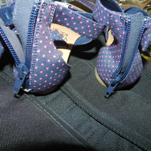 Disney Minnie Mouse Bow Fabric Blue /Pink Polka Dot Print Sandals🆕📦🏃🏻💨⚡🚚 - Picture 10 of 16